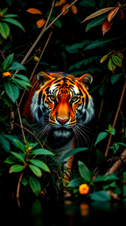 Portrait of Sumatran Tiger in natural habitat, Thailand.