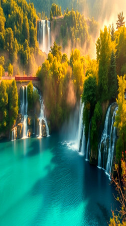 Famous waterfalls in Plitvice Lakes National Park, Croatia