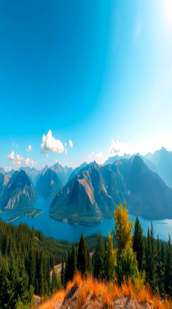Mountains and lake in Glacier National Park, Montana, USA.の写真素材