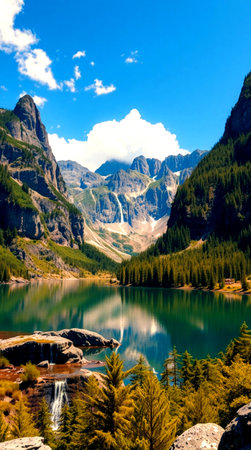 Mountain lake in Dolomites, Italy. Beauty world.の写真素材