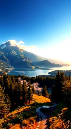 Beautiful alpine landscape with lake and mountains in summer, Switzerland