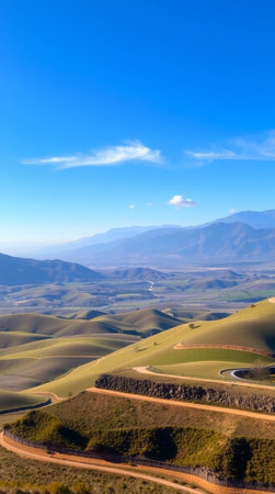 Panoramic view of the rolling hills.の写真素材