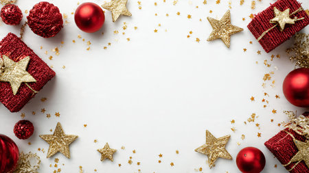 Simple modern red-and-gold holiday arrangement with premium minimal style.