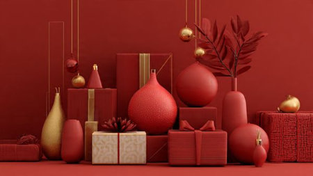 Polished Christmas layout with a decorative border surrounding a clean marketing-ready center.の写真素材