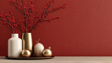 Balanced commercial Christmas frame ideal for branding and product visuals.の写真素材