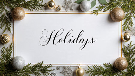 Matte modern Christmas setting with smooth ornaments and clean geometric placements.