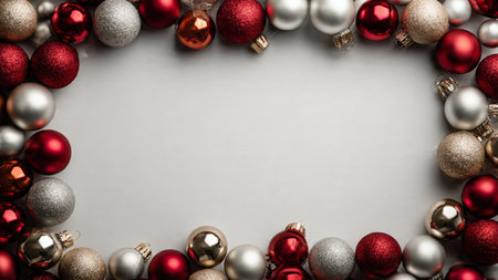 Matte red top-view holiday mockup featuring sparkling snowflakes and high-end wrapping.