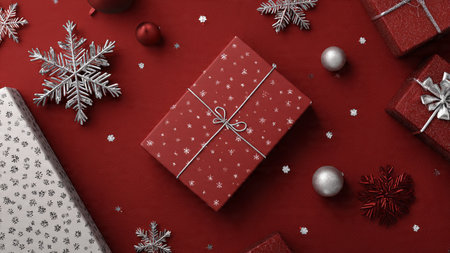 Clear Christmas frame using spaced ornaments to form a polished border.の写真素材