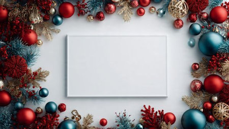 Modern red-and-gold holiday design with perfectly aligned minimal dの写真素材