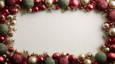 Classic festive layout built with traditional gold stars and dark red baubles.