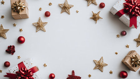 Retail-style Christmas frame emphasizing clarity with ornaments outlining the central display area.