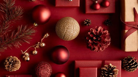 Commercial layout with a decorative festive border highlighting a blank central placement area.