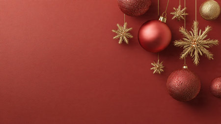 Red monochrome aesthetic brightened with elegant gold ornament details.の写真素材