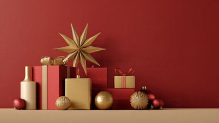 Organic holiday layout with natural ribbon textures and handcrafted ornament details.の写真素材