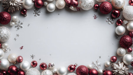 Vintage yuletide mood created with rough red texture, faded gold ornaments, and rustic packaging.