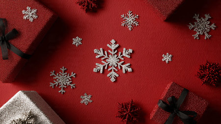 Minimalist holiday mockup styled with crisp red-and-gold harmony.