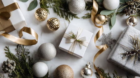 Smooth red holiday background with floating gold sparkles and soft-lit ornaments.