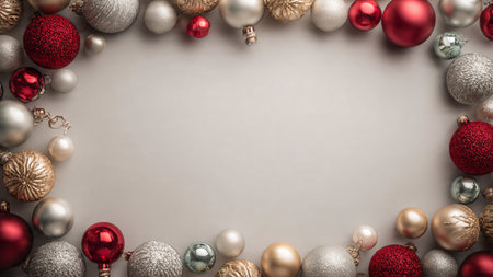 Antique red-and-gold Christmas setup featuring worn ornament finishes.