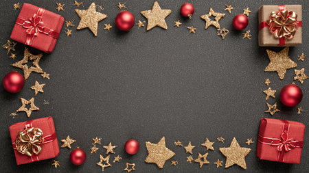 Monochrome red holiday view highlighted with delicate golden d