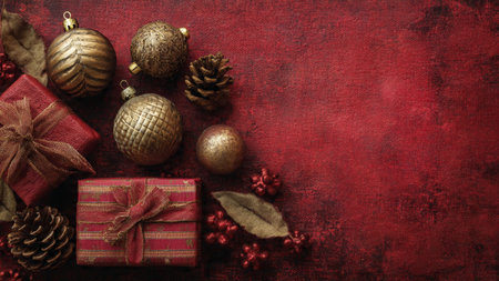 Professional product-frame layout using evenly spaced holiday ornaments.の写真素材