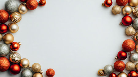 Modern simplified holiday theme using red-and-gold tones arranged symmetrically.