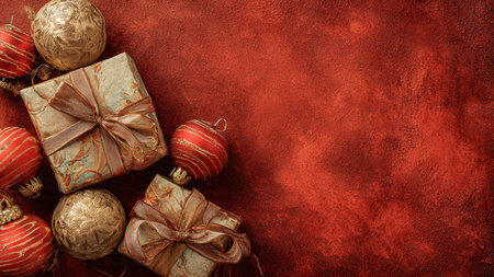 Clean commercial holiday frame with symmetrical ornament borders.の写真素材