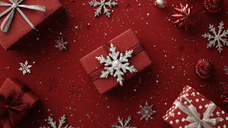 Traditional Christmas border with nostalgic charm and layered textures.の写真素材