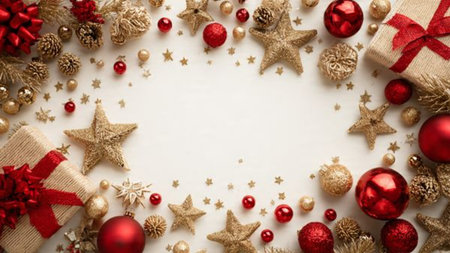 Minimalistic Christmas mockup blending red and gold tones with perfect spacing.