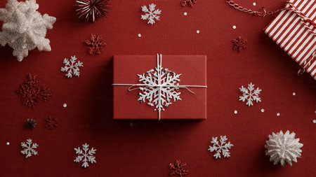 Retail-style Christmas frame emphasizing clarity with ornaments outlining the central display area.