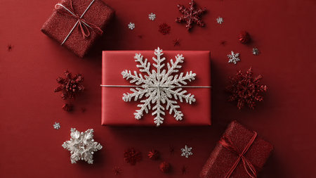 Modern red-and-gold holiday layout featuring balanced simplicity and contemporary charm.