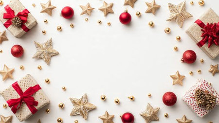 Minimal red-and-gold festive style designed for modern visual appeal.