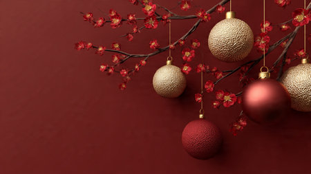 Professional product-frame layout using evenly spaced holiday ornaments.