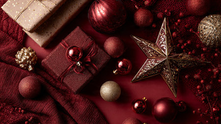 Clean minimal holiday design with polished gold elements and tidy border spacing.の写真素材