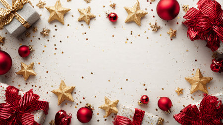 Minimalistic Christmas mockup blending red and gold tones with perfect spacing.