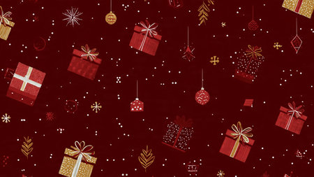 Minimal red-and-gold composition showcasing contemporary holiday elegance.