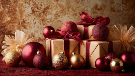 Balanced festive border with angled ornaments and clean product-ready composition.の写真素材