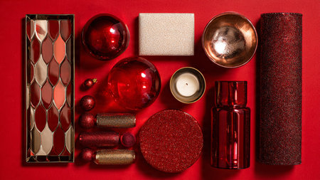 Soft and dreamy Christmas layout with glowing particles and delicate gold touches.の写真素材