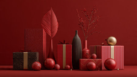 Polished Christmas layout with a decorative border surrounding a clean marketing-ready center.の写真素材