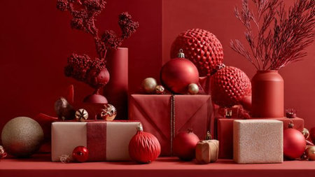Vintage gift-focused layout with faded textures and ribbon-heavy compositions.