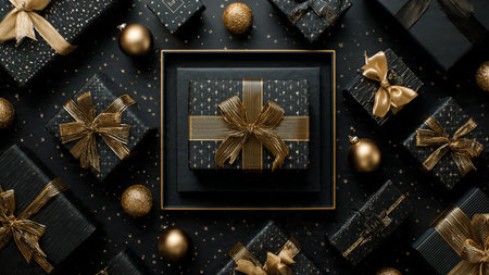 Minimalistic festive theme merging red-and-gold hues in a high-end composition.の写真素材