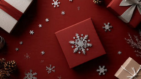 Whimsical festive border using playful small ornaments and bright holiday colors.