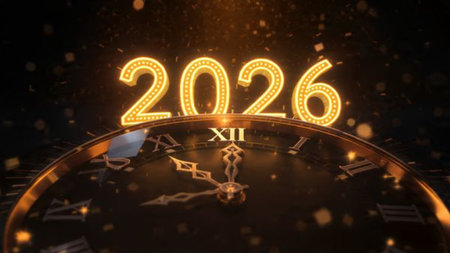 2026 luxury holiday backdrop with crisp cool frost bloom and subtle shimmer noise.