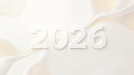 Premium 2026 New Year design with smooth ice-glass lighting reflections, elegant winter palette.