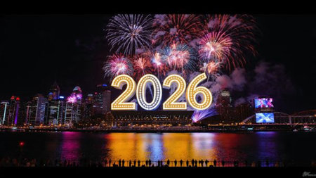2026 New Year luxury background with pearl-silver shimmer and subtle cool glow.