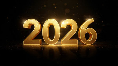 Premium 2026 New Year backdrop with diamond frost field and calm festive charm.