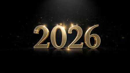 Elegant 2026 premium background with silver light diffusion and minimal sparkle noise.