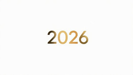 Premium New Year 2026 design with soft cool glimmer and silver sparkle field balance.