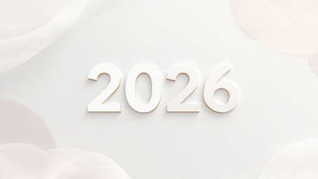 Premium 2026 greeting design with diamond frost sparkle and crisp white balance.