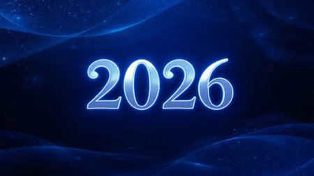 Elegant 2026 celebration background with silver frost diffusion and clean layout.