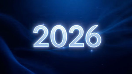 Elegant 2026 premium canvas with silver sparkle trails and soft cool glow.